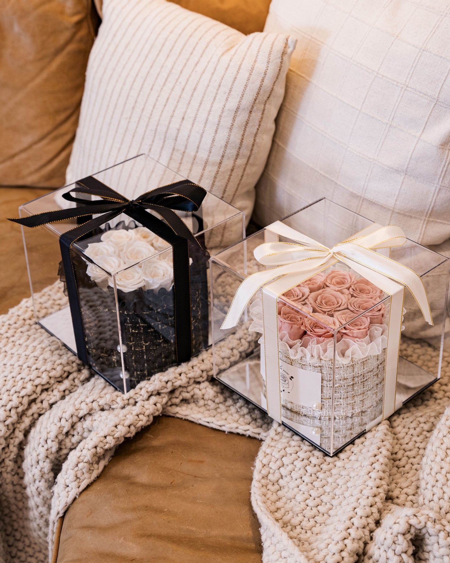 Small Black Box of White Roses