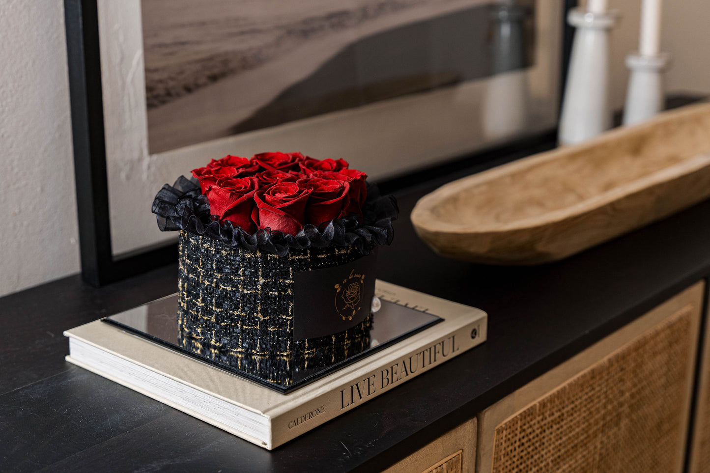 Small Black Box of Red Roses