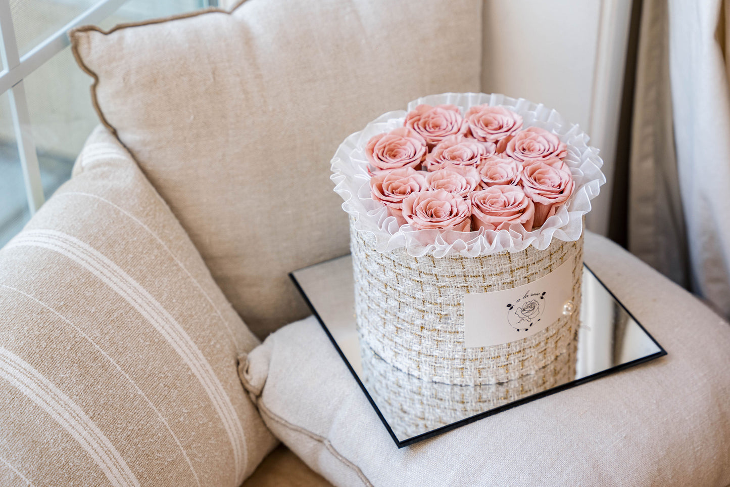Large White Box of Pink Roses