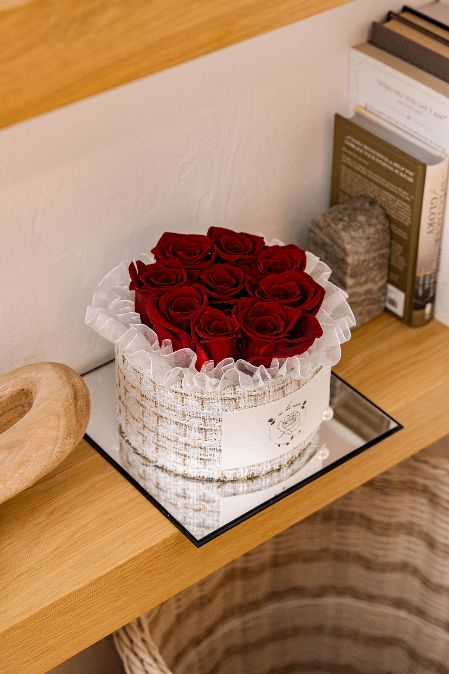 Small White Box of Red Roses