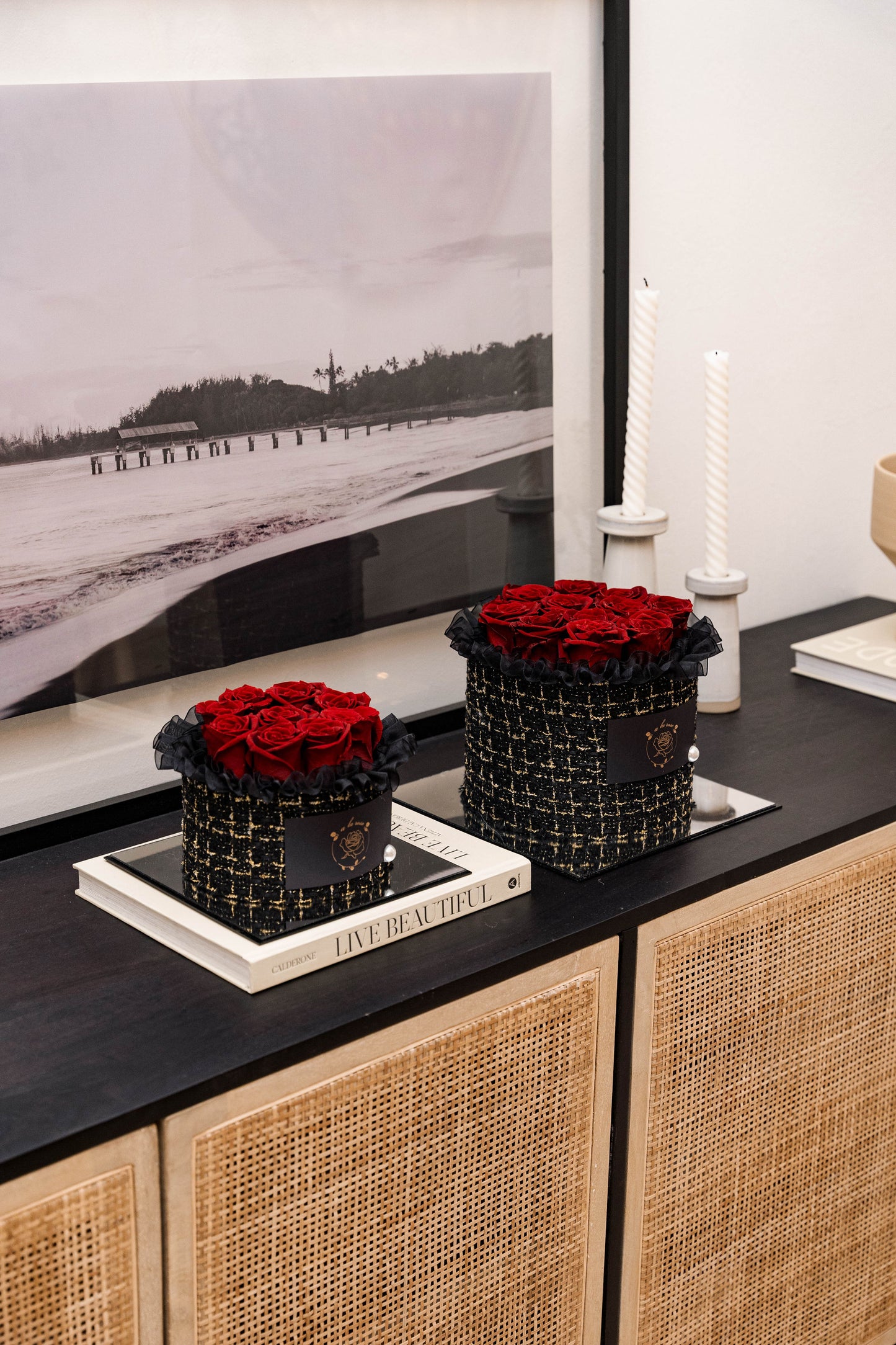 Small Black Box of Red Roses