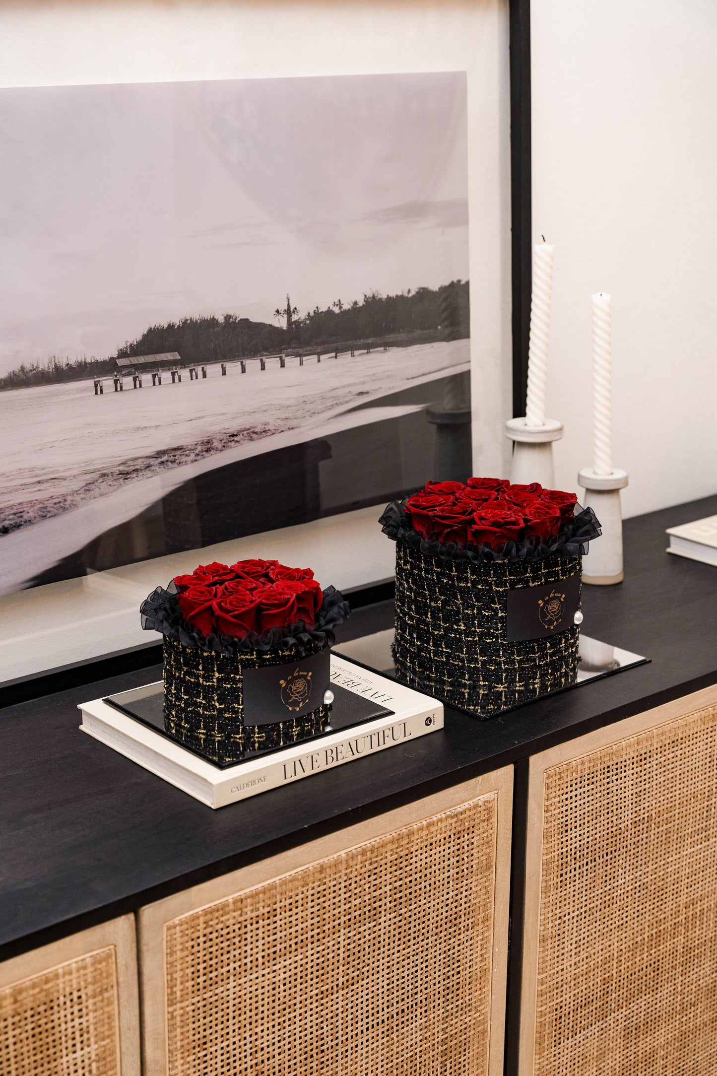 Large Black Box of Red Roses