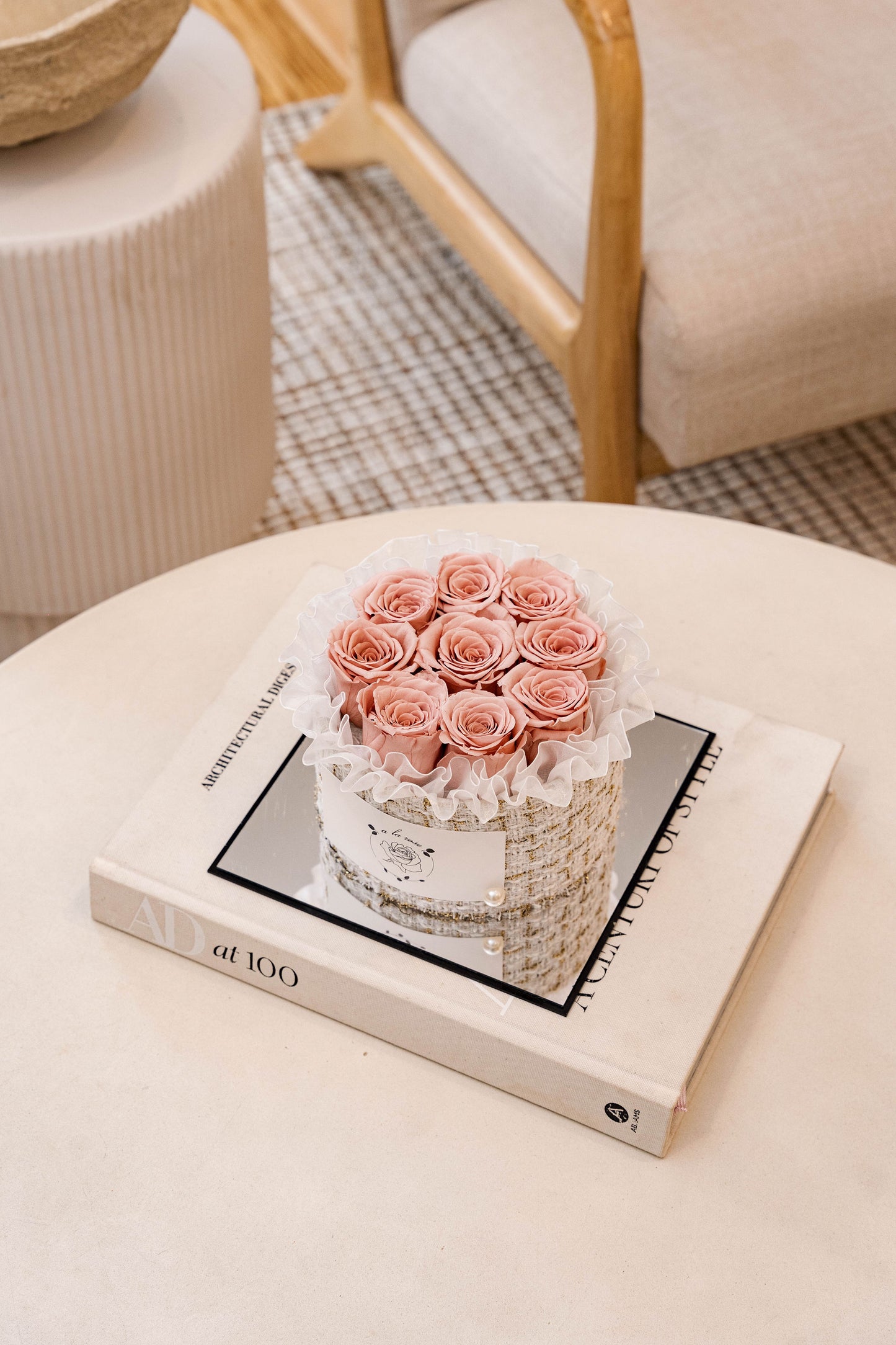 Small White Box of Pink Roses
