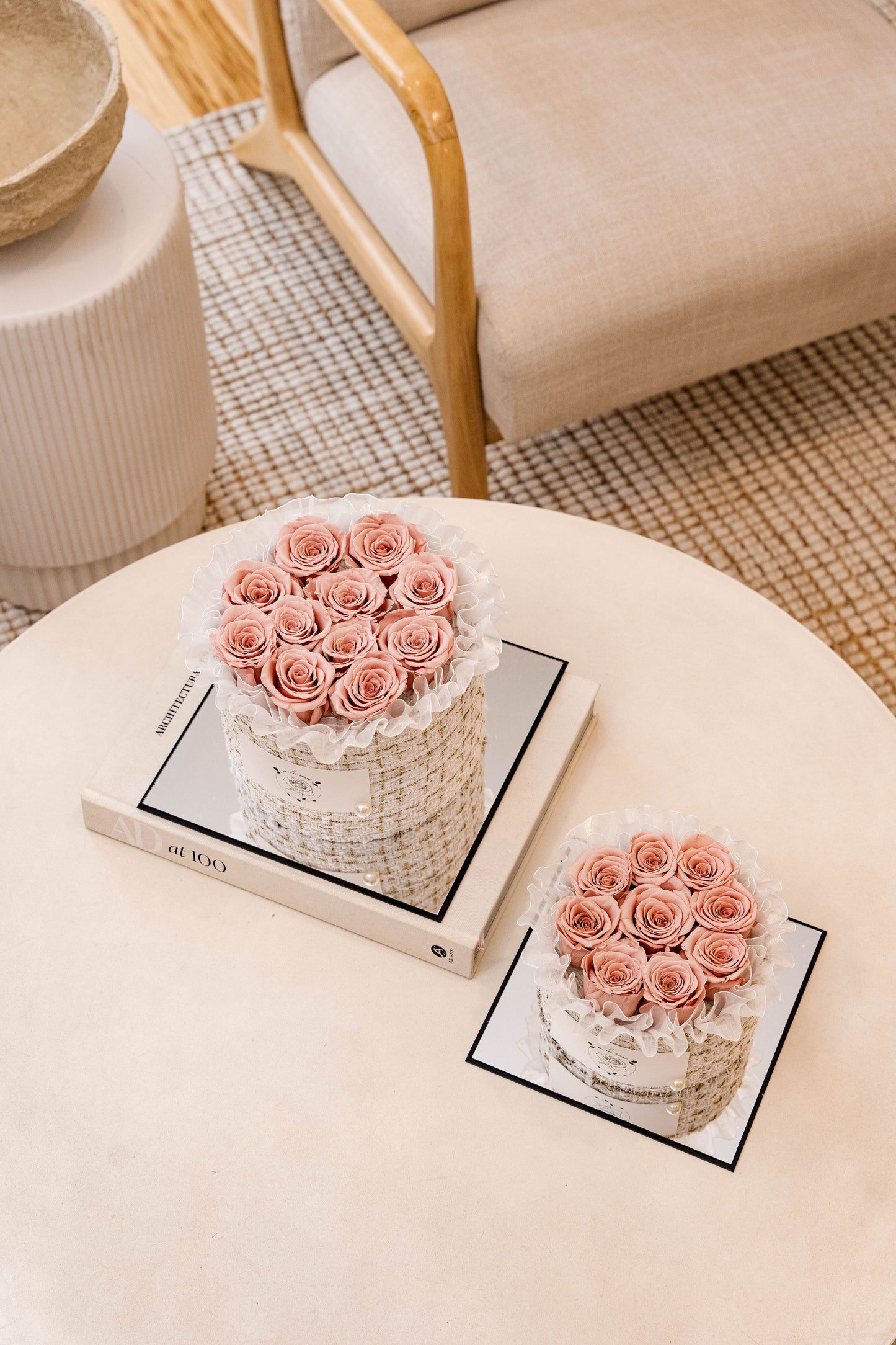 Small White Box of Pink Roses