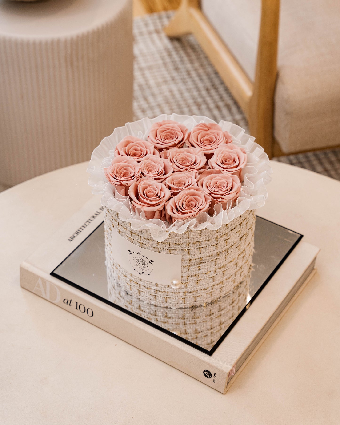 Large White Box of Pink Roses