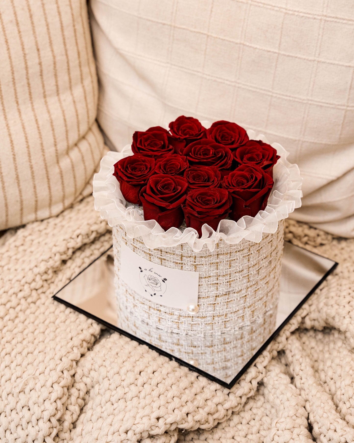 Large White Box of Red Roses