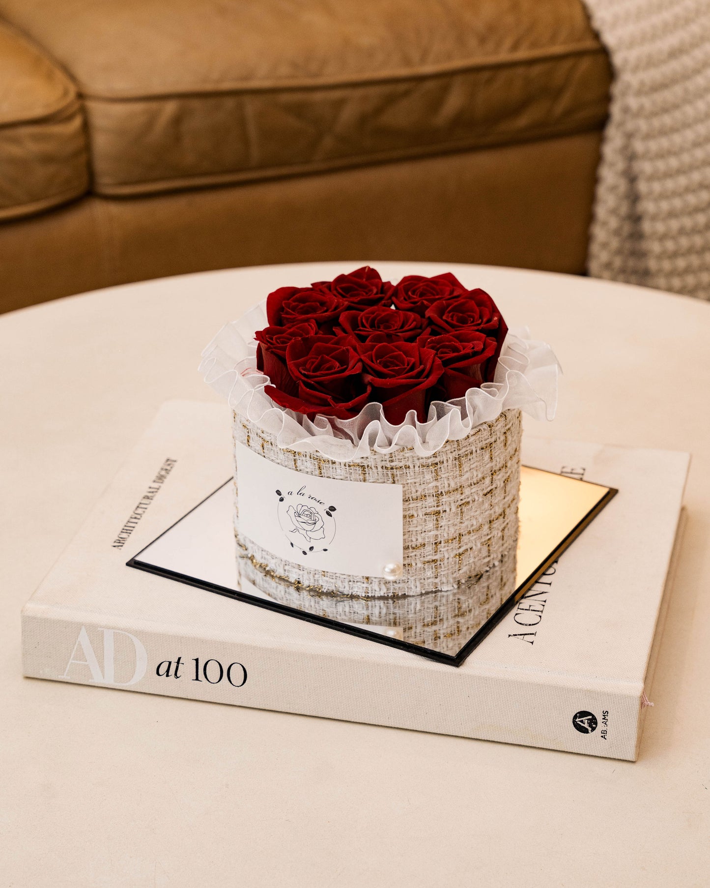 Small White Box of Red Roses