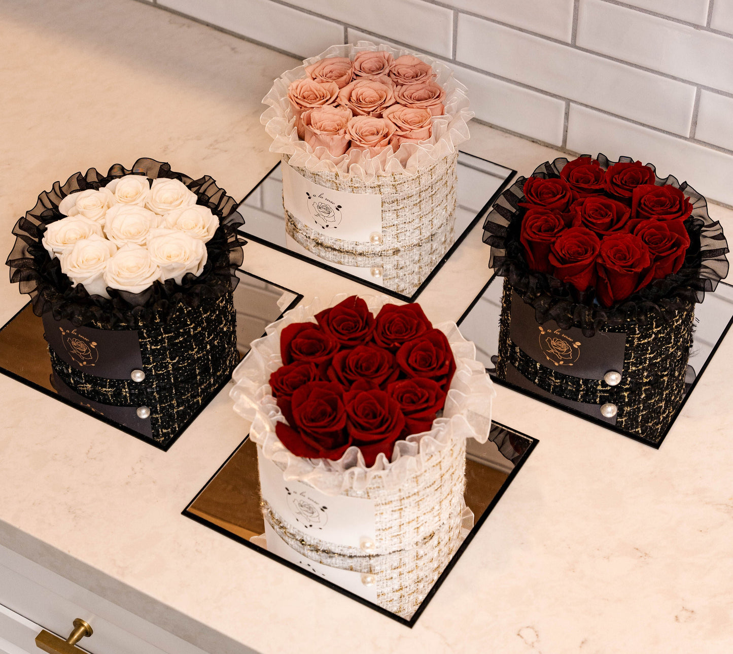 Small White Box of Red Roses