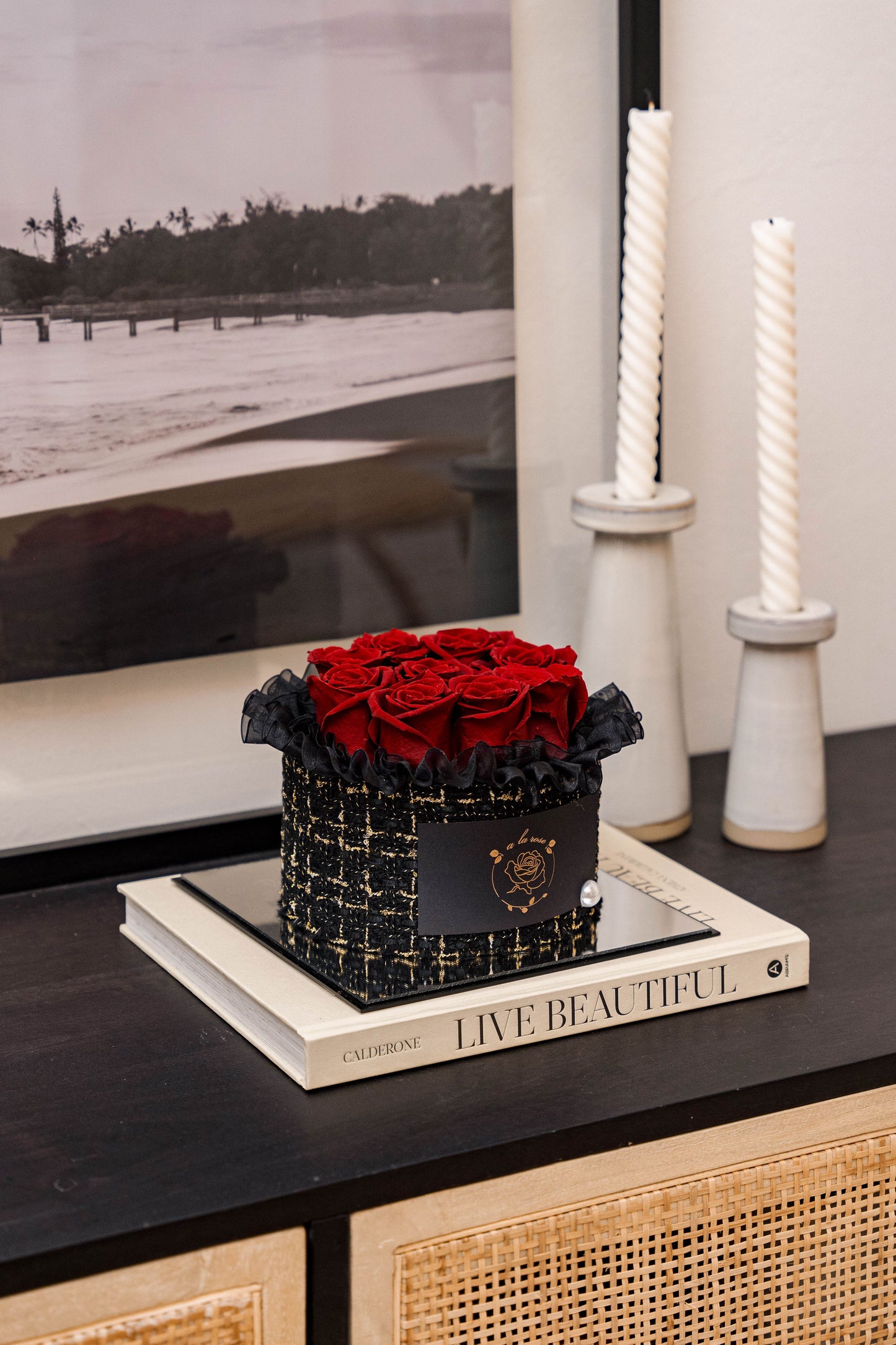 Small Black Box of Red Roses
