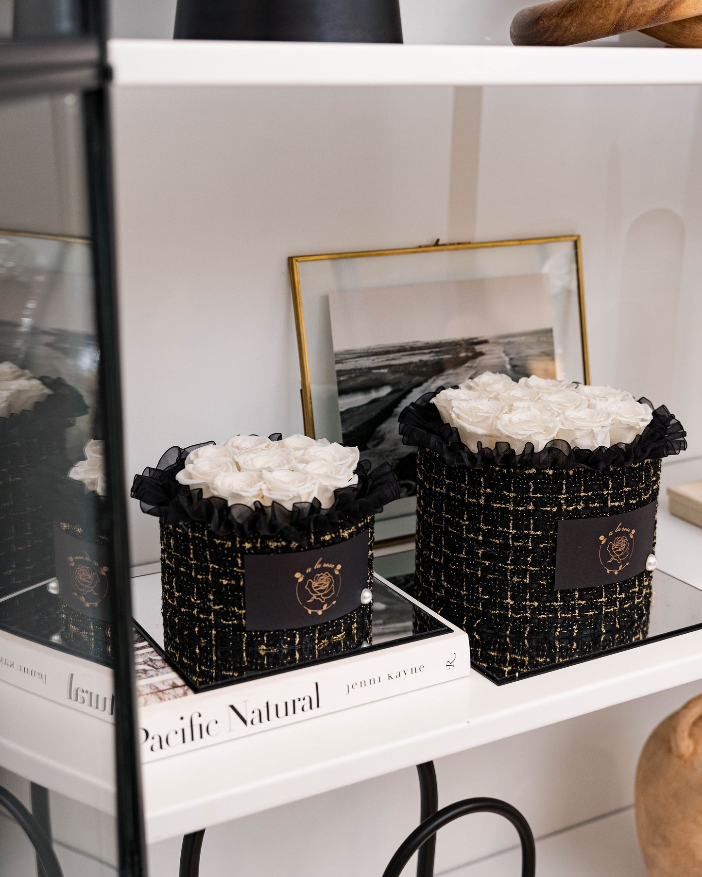 Small Black Box of White Roses