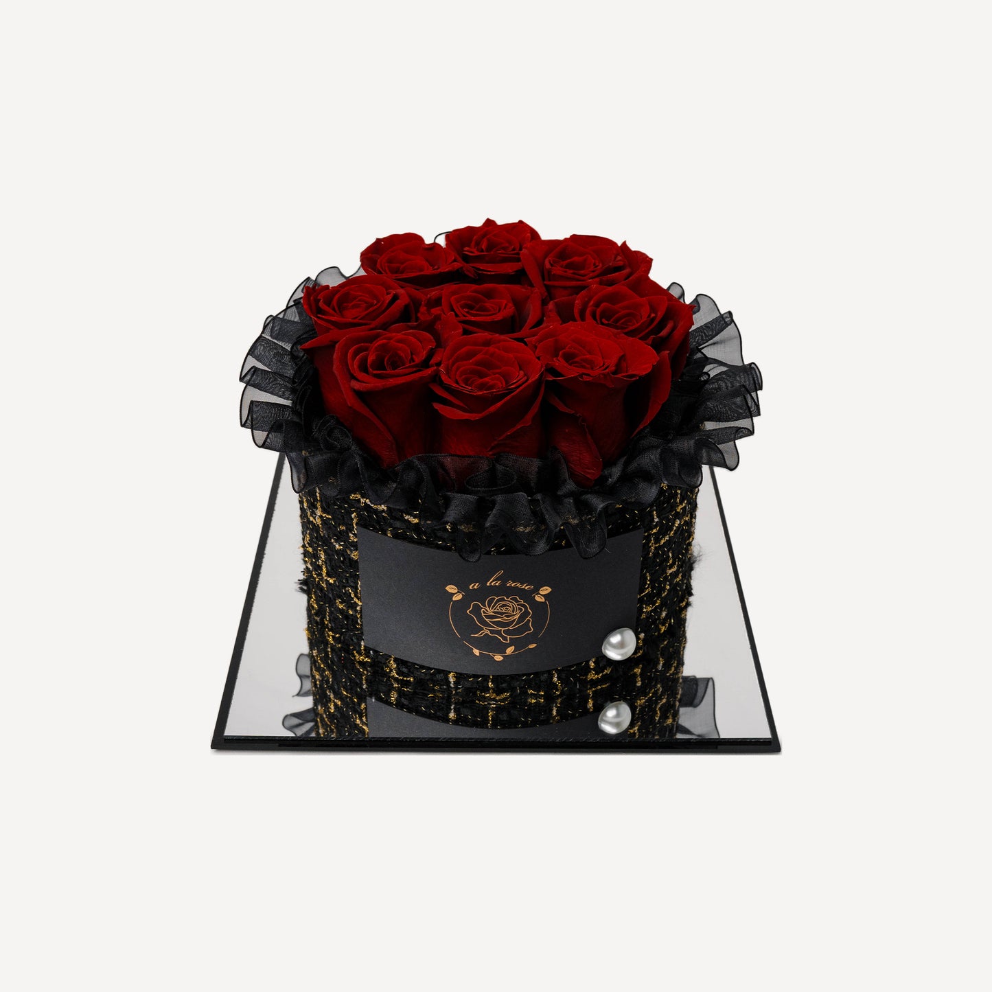 Small Black Box of Red Roses