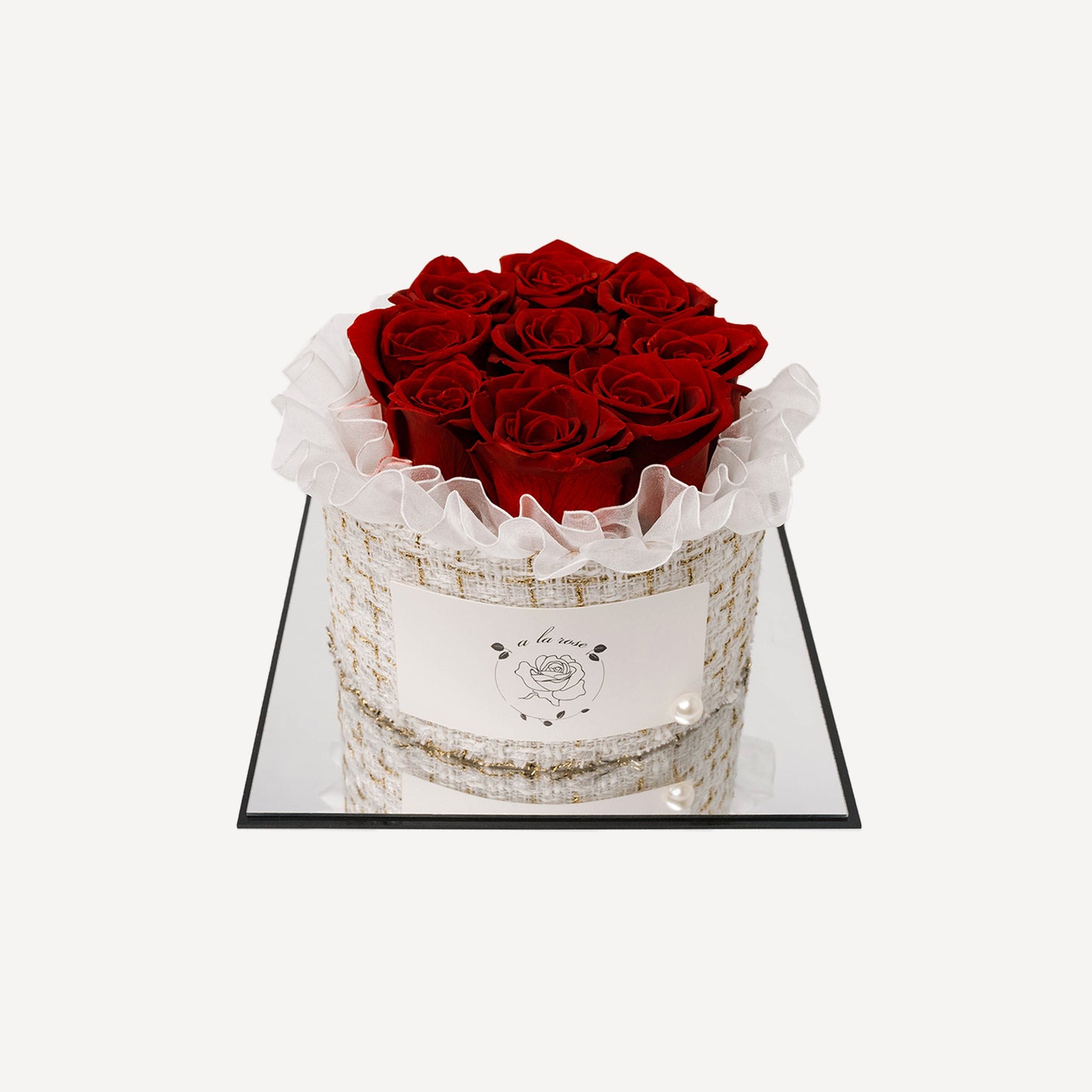 Small White Box of Red Roses