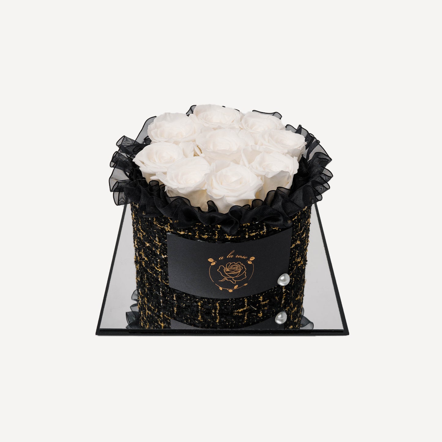 Small Black Box of White Roses