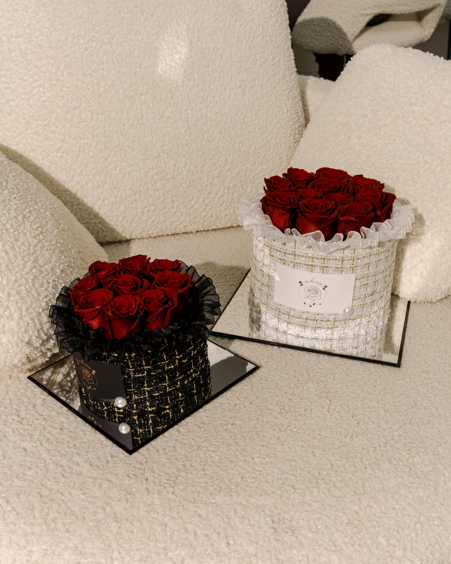 Large White Box of Red Roses
